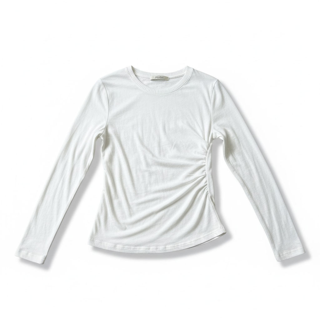 Cashmere Jersey Draped L/S Crew