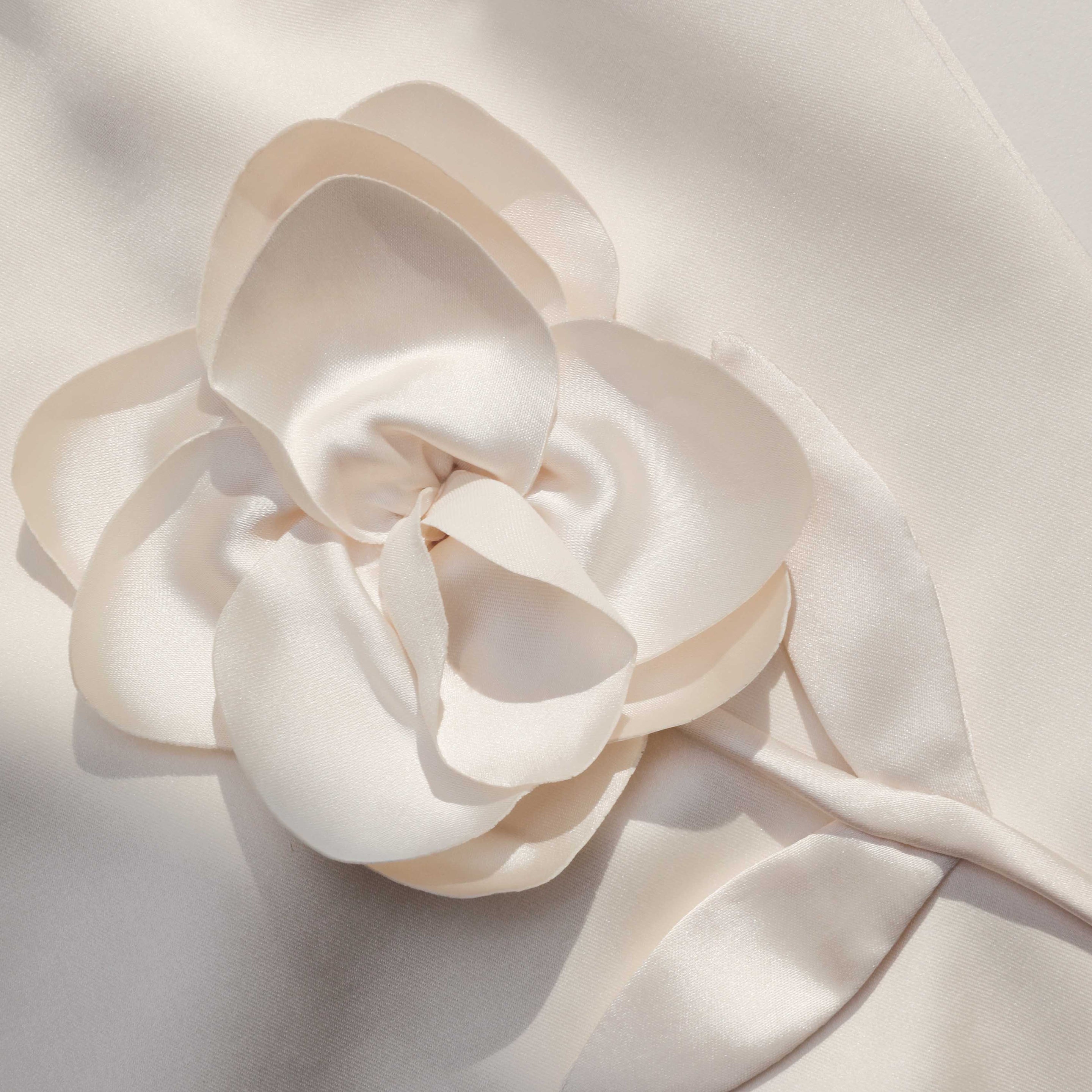 3D FLOWER SATIN DRESS