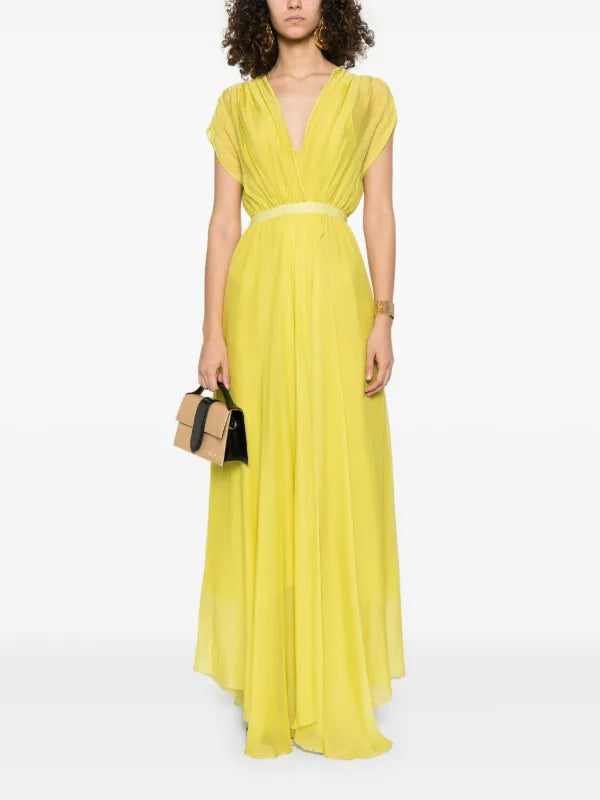 Chiffon Silk Crossed Neckline Dress