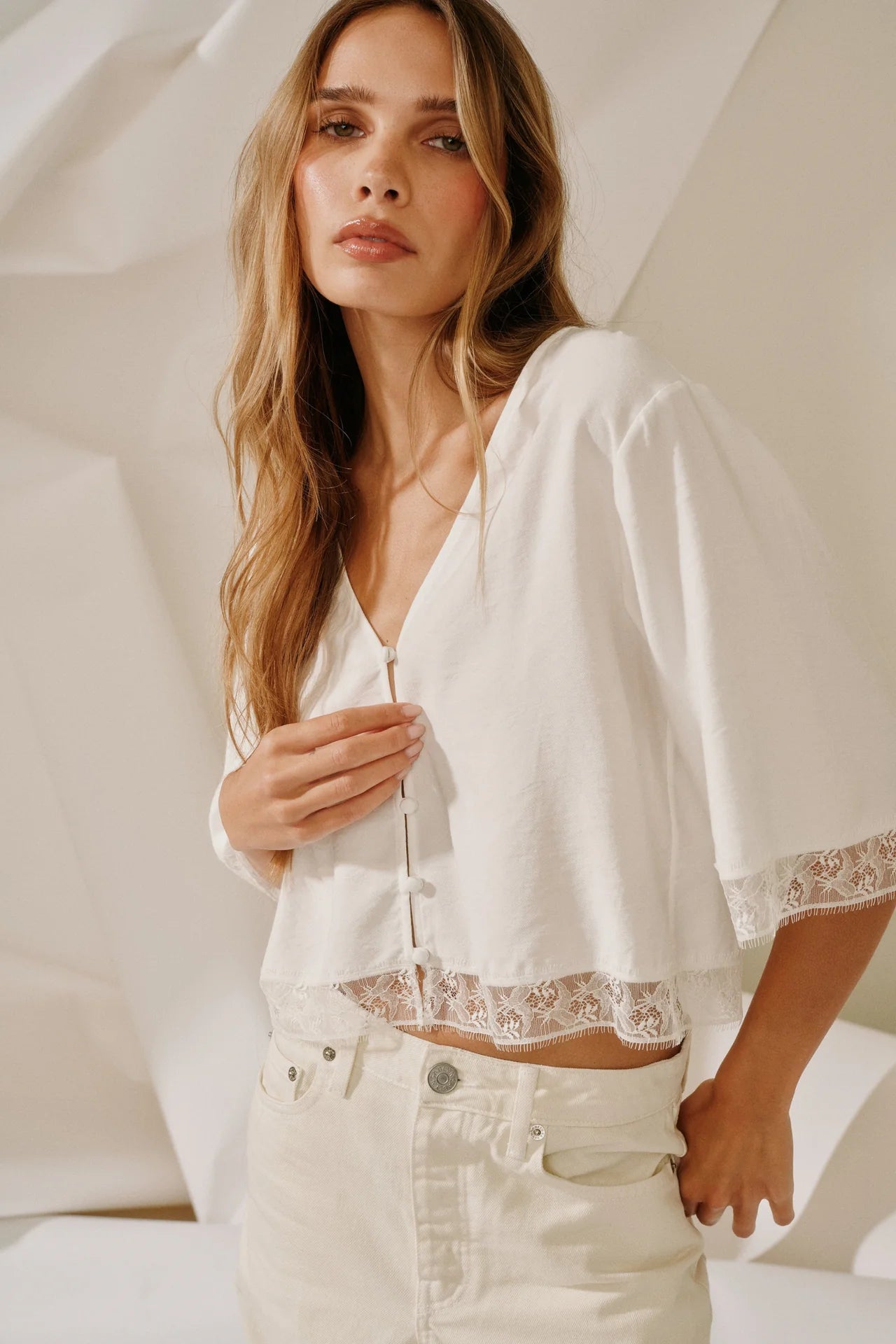 Simone Button Down W/ Lace