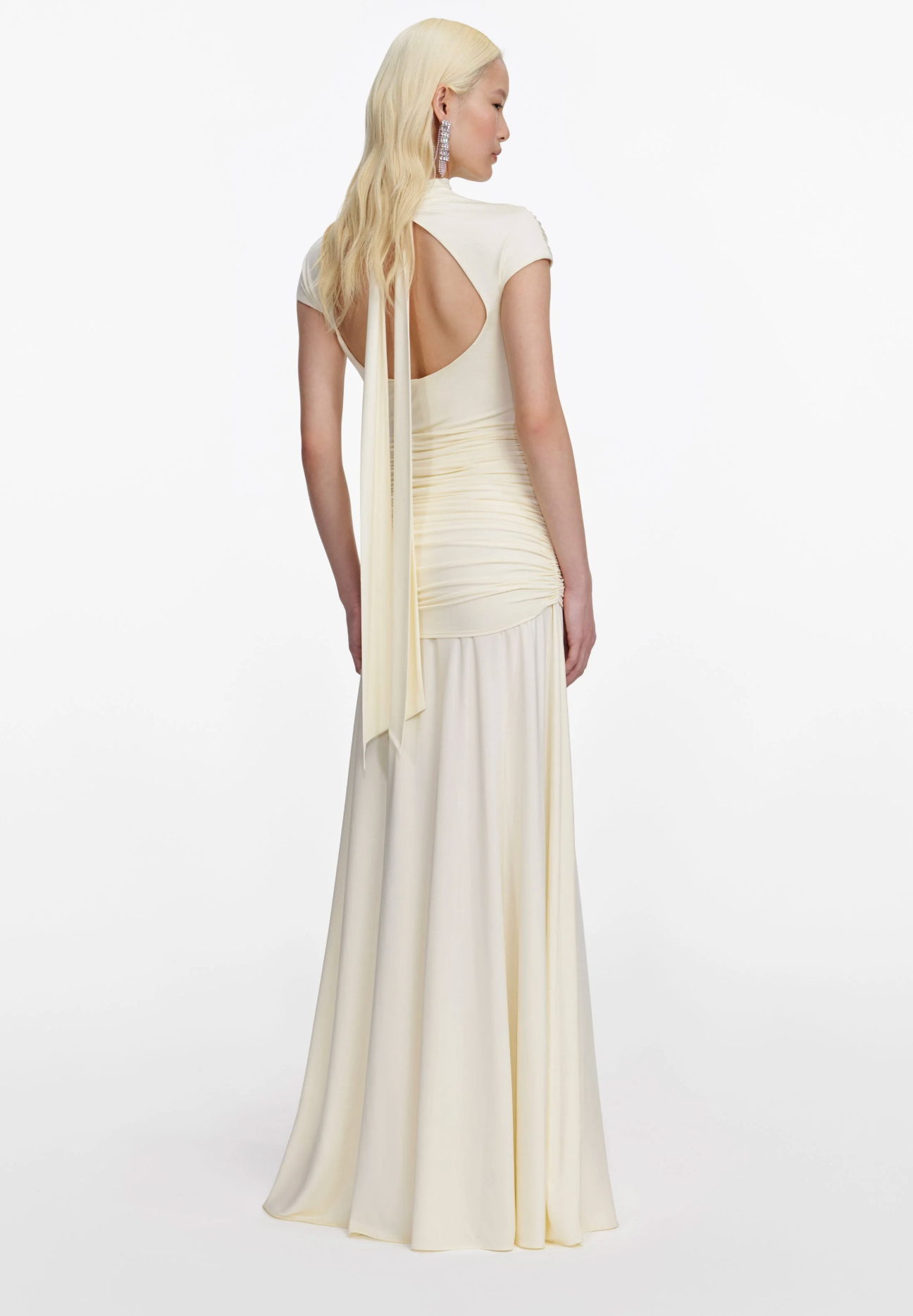 Yellow Jersey Draped Maxi Dress