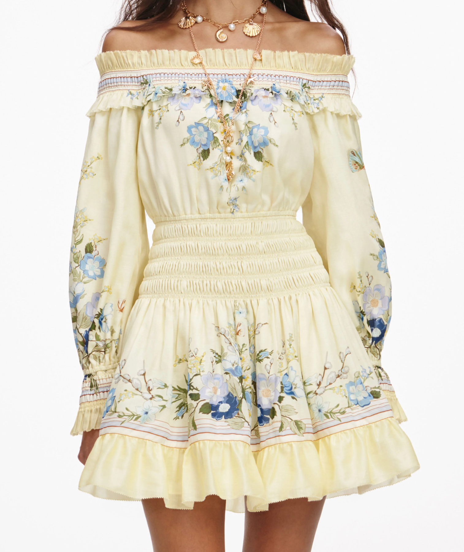 Floral Organza Ruffle Mini Dress