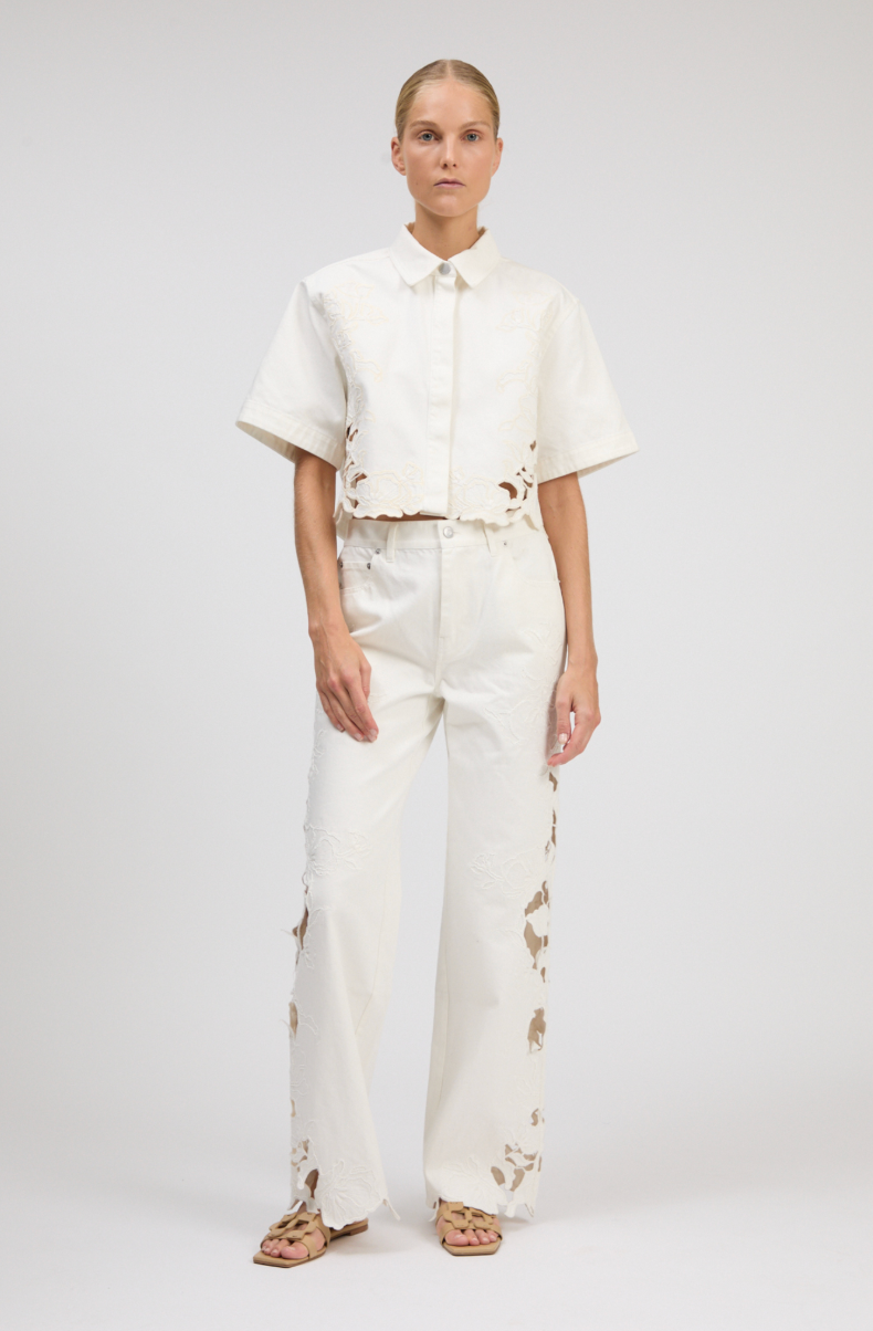 Albaine Embroidered Denim Shirt
