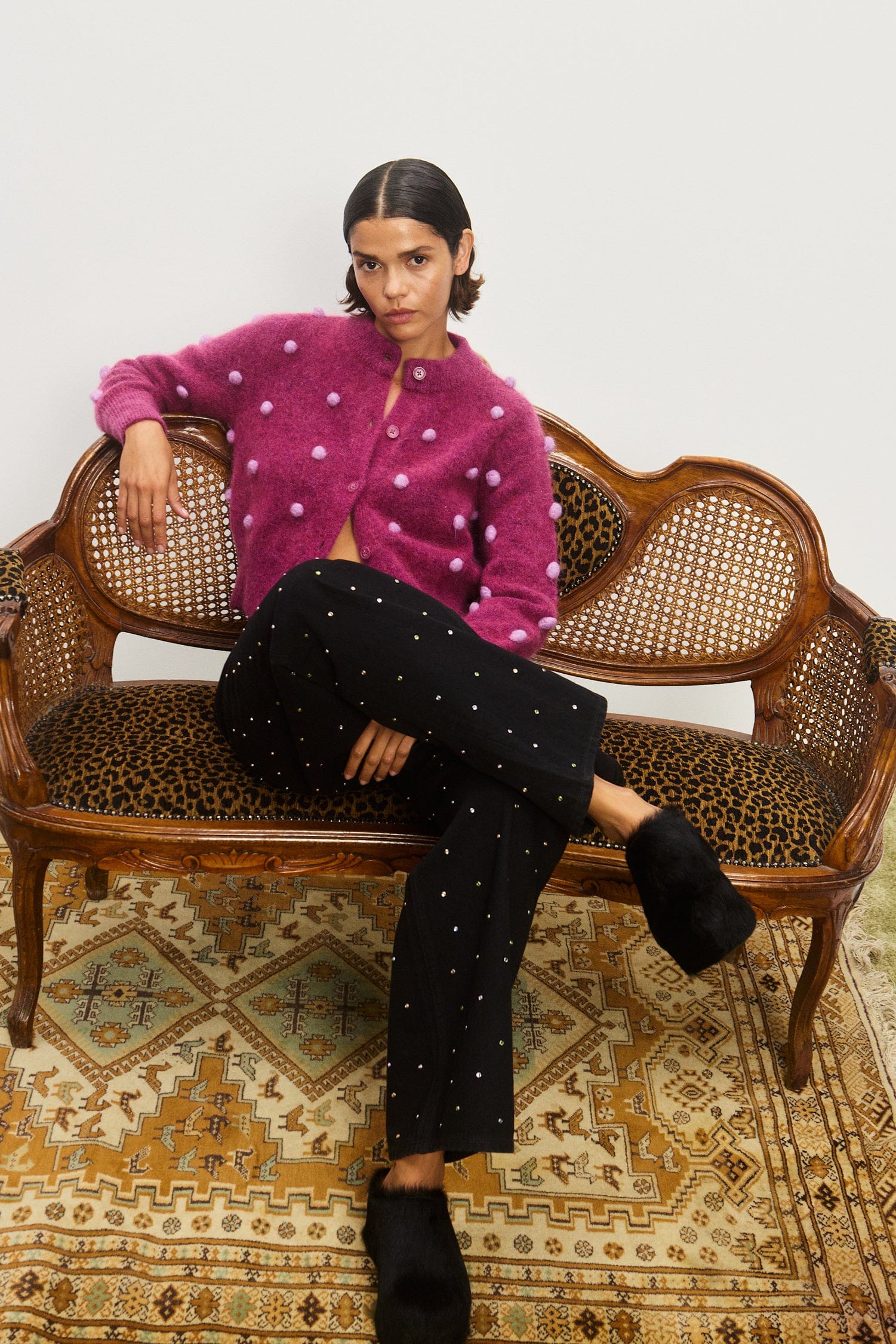 Elia Mulberry Cropped Cardigan