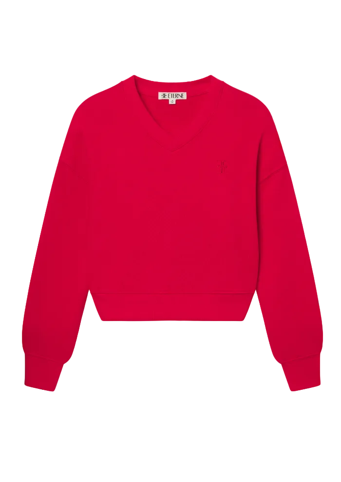 Cropped V-Neck Sweatshirt