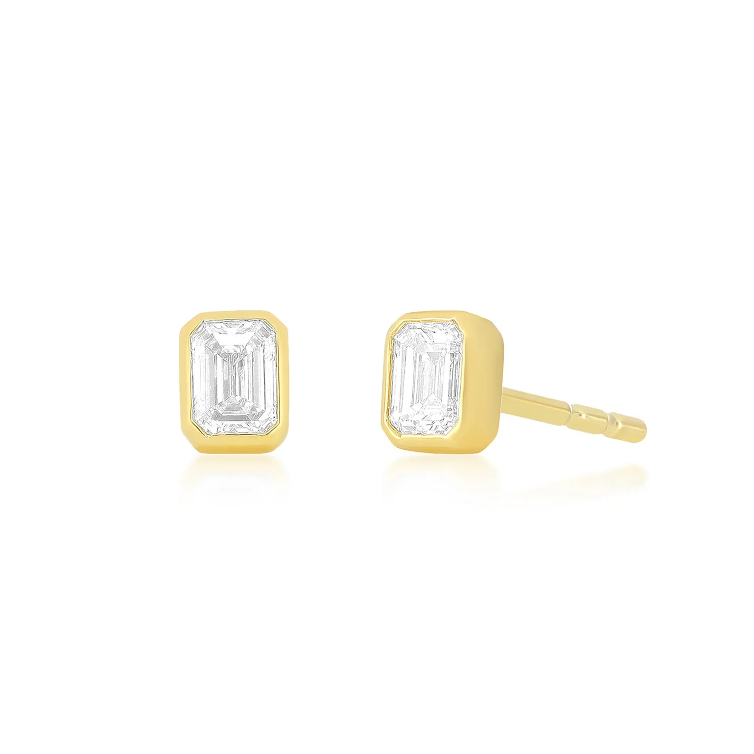 14k Bezel Set Emerald Studs