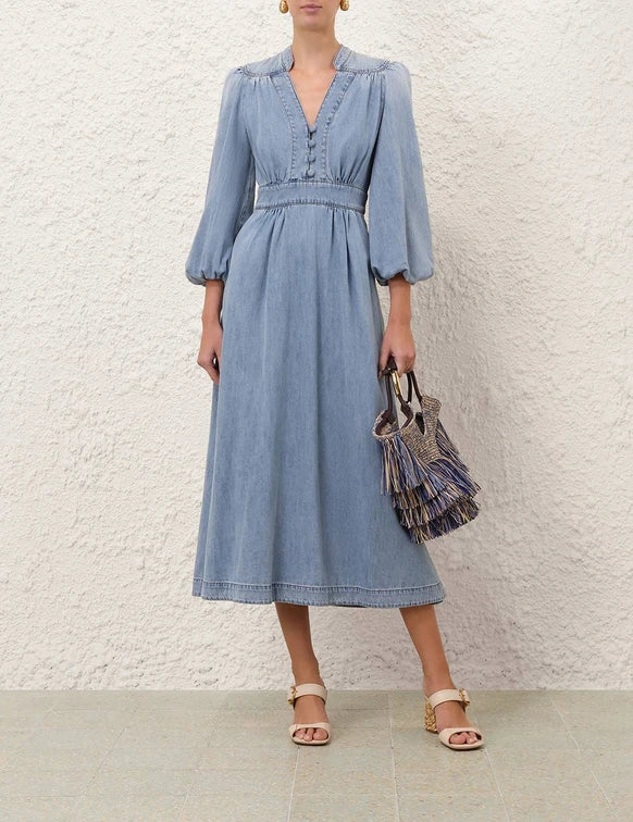 Indra Denim Midi Dress