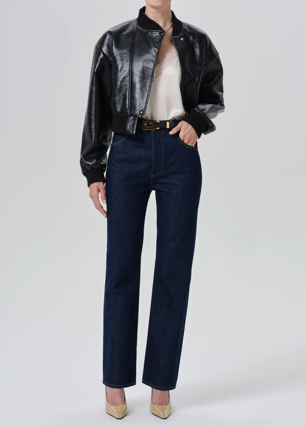 90's French High Rise Straight Leg Jean