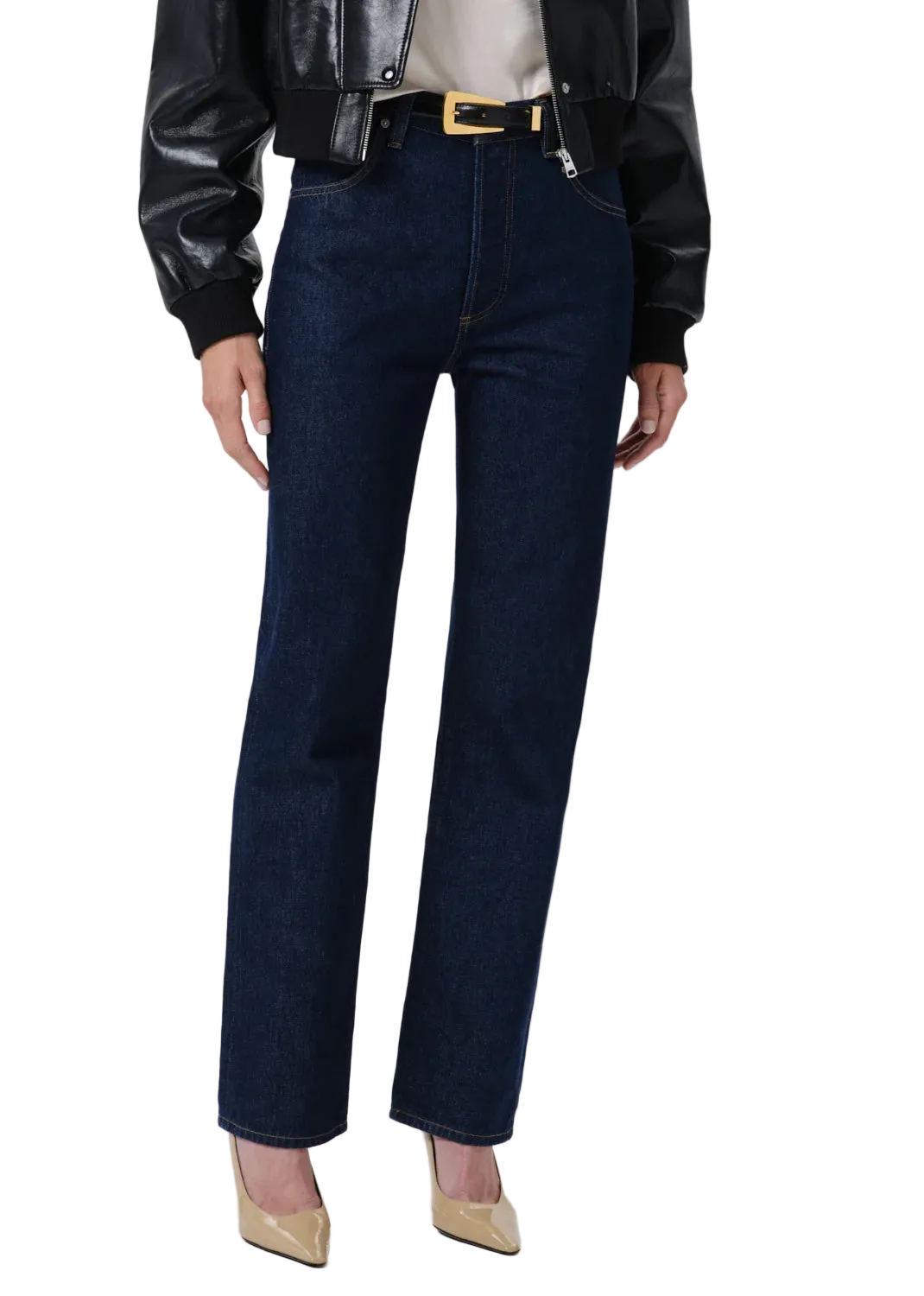 90's French High Rise Straight Leg Jean
