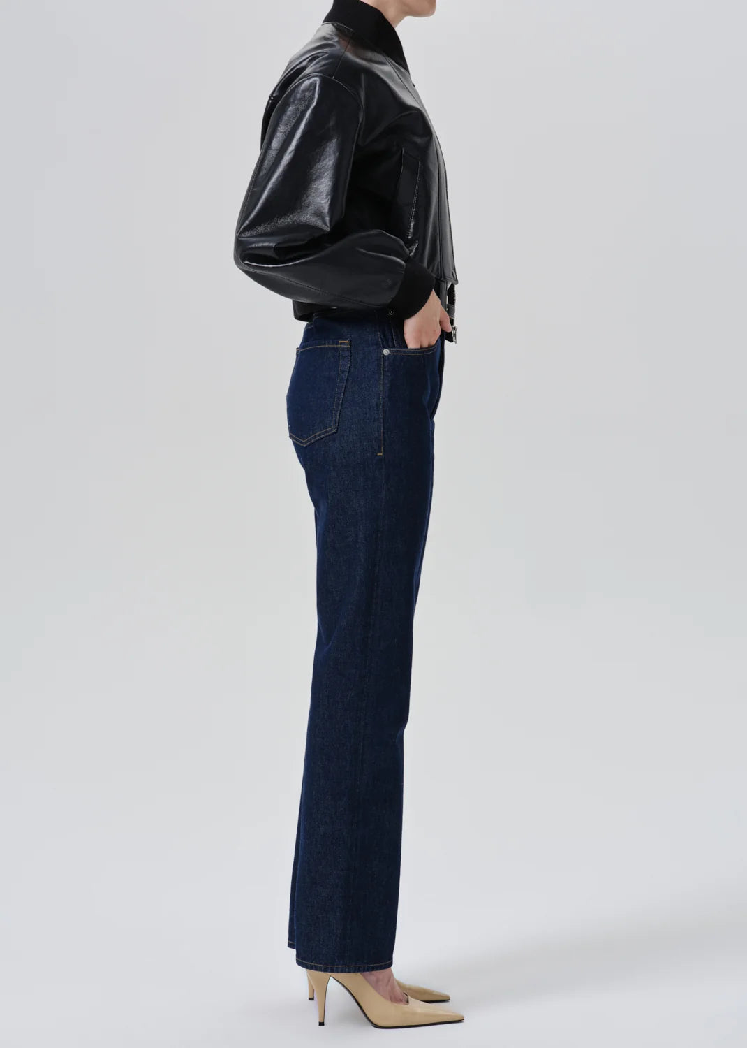 90's French High Rise Straight Leg Jean