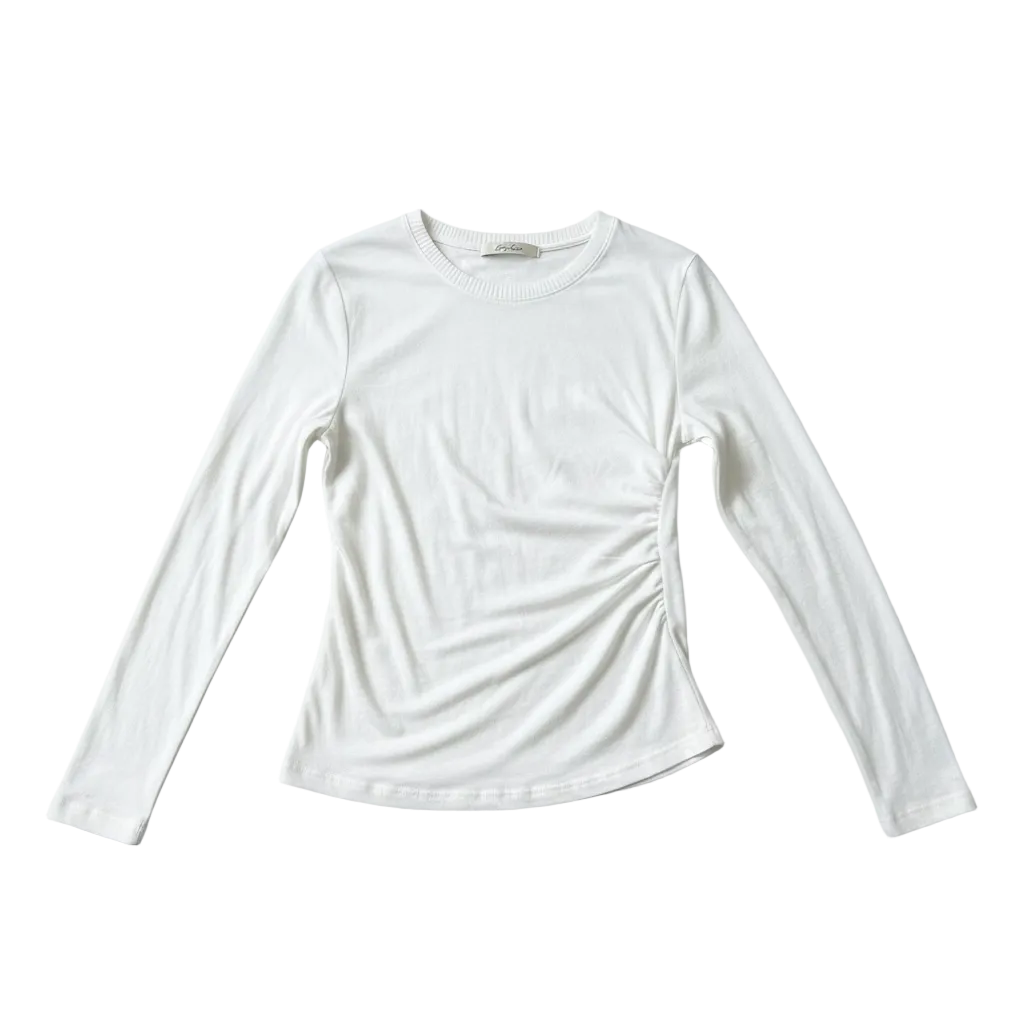 Cashmere Jersey Draped L/S Crew