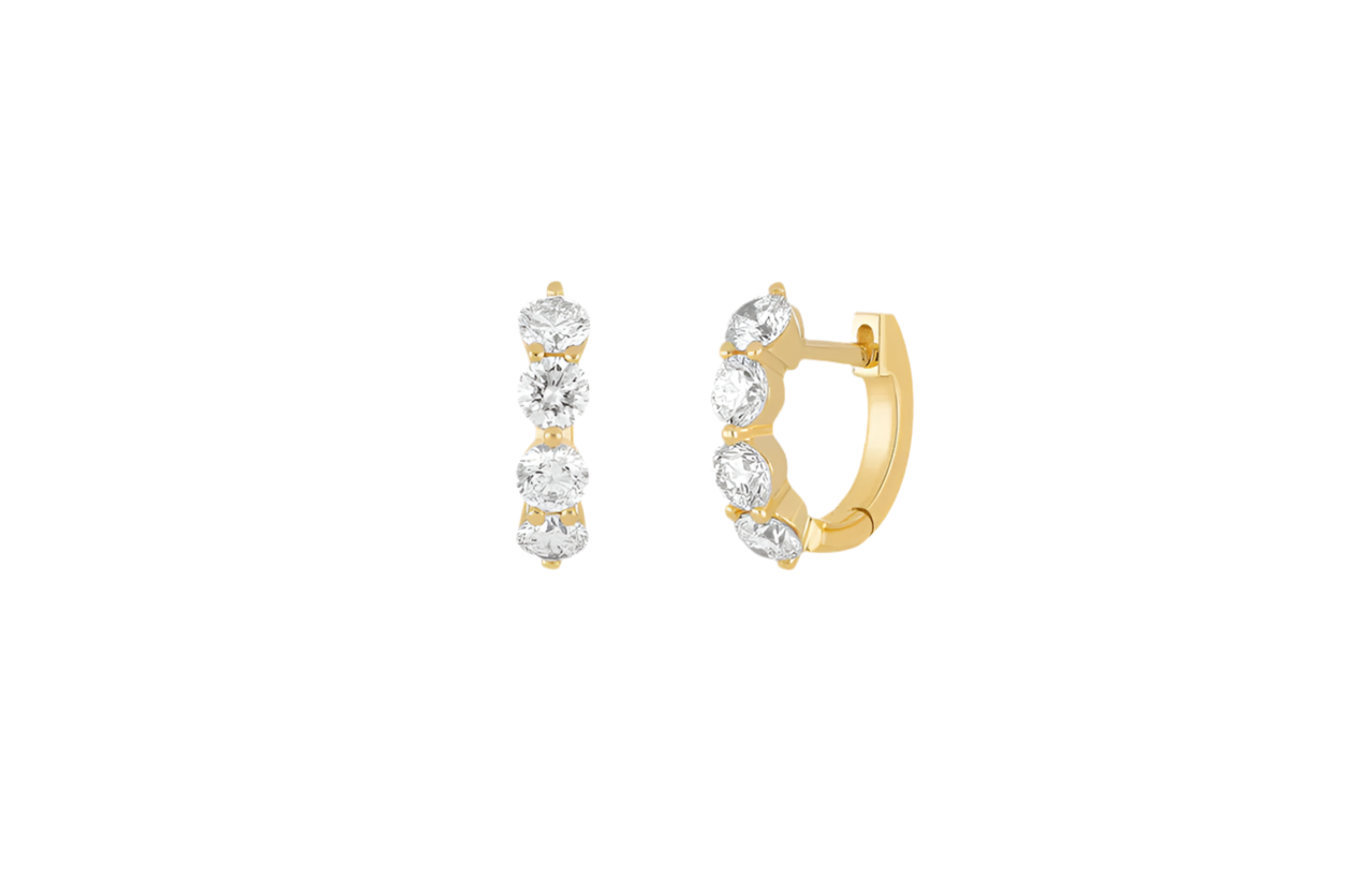 14k Jumbo Prong Set Diamond Mini Huggie