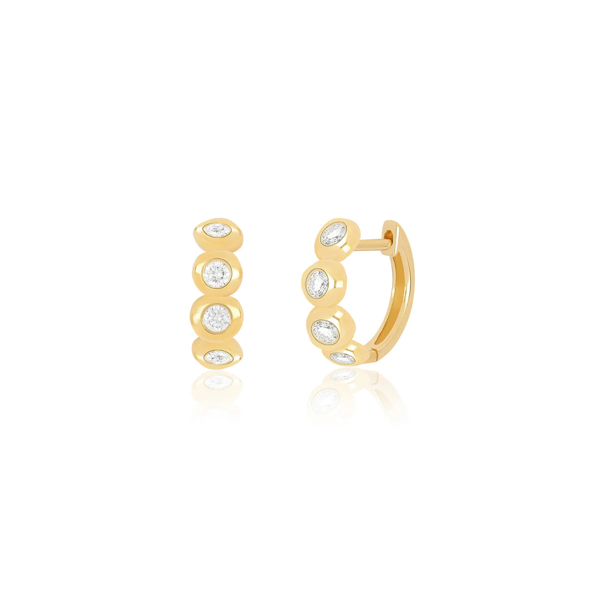 14k Diamond Pillow Huggie Earring