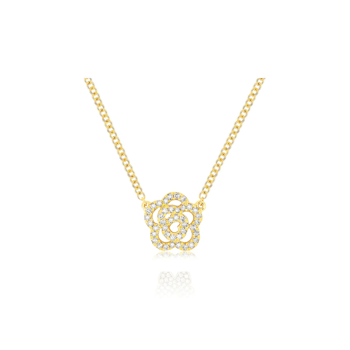 14k Diamond Rose Necklace