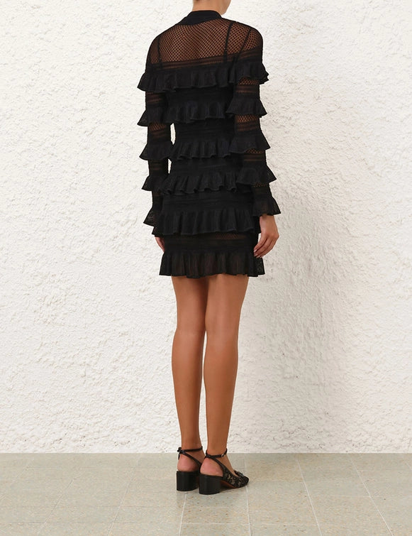 Crush High Neck Frill Dress