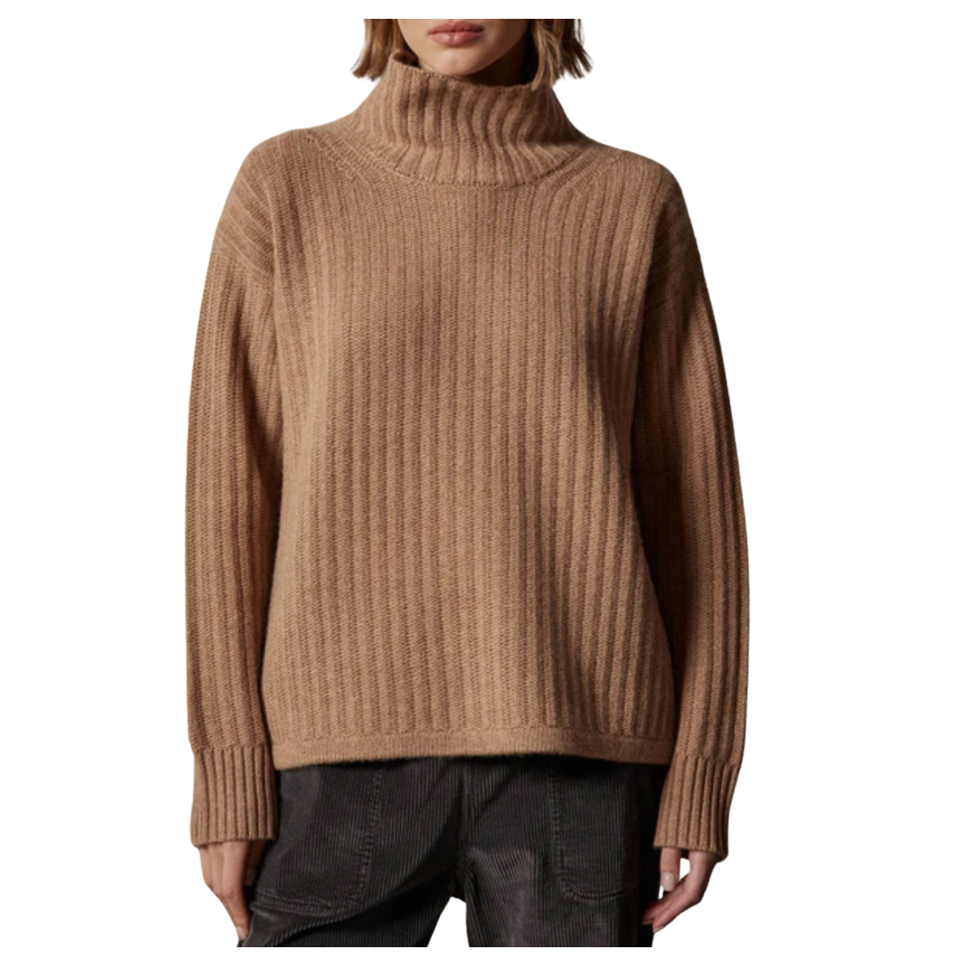 Cashmere Rib Funnel Neck