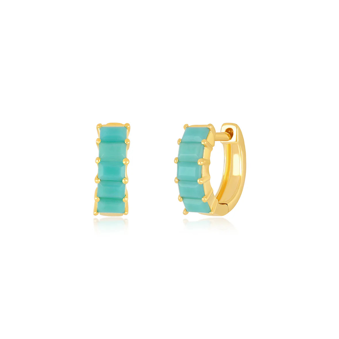 14k Turquoise Baguette Mini Huggie