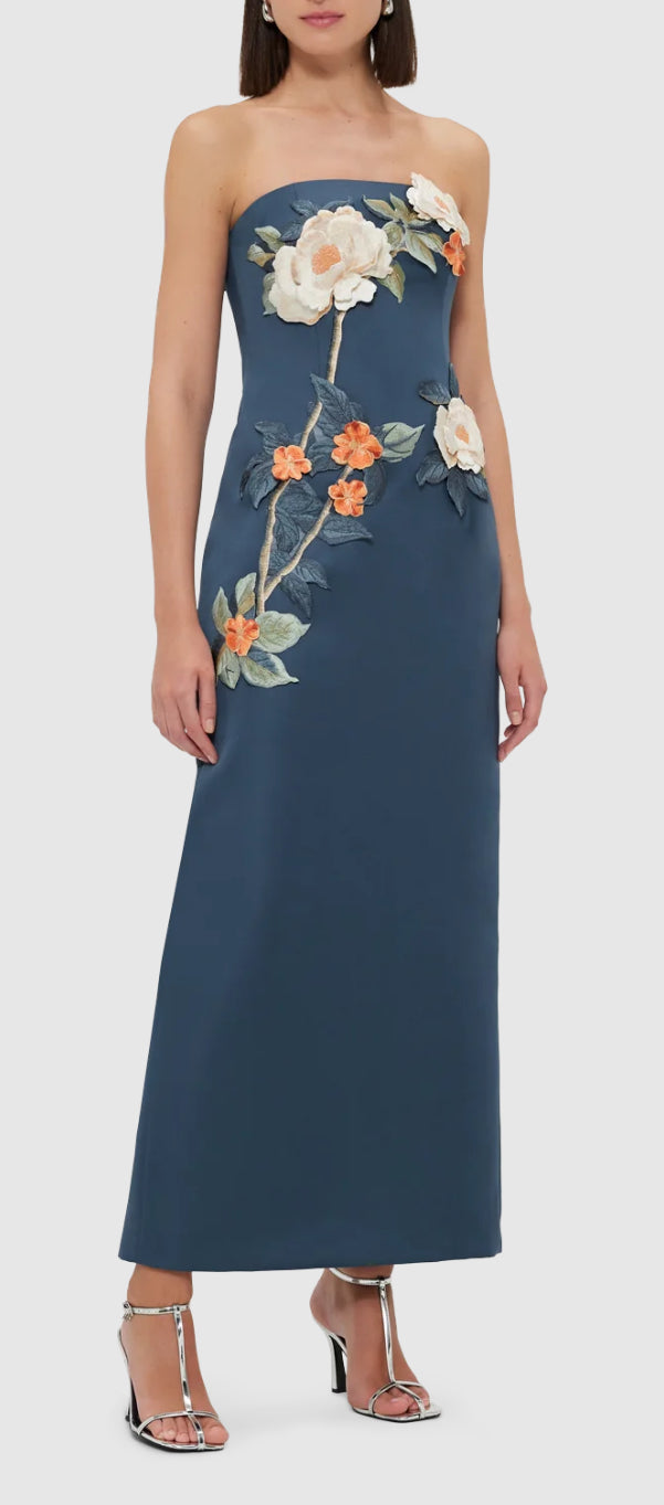 Rayna Appliqué Floral Bustier Dress