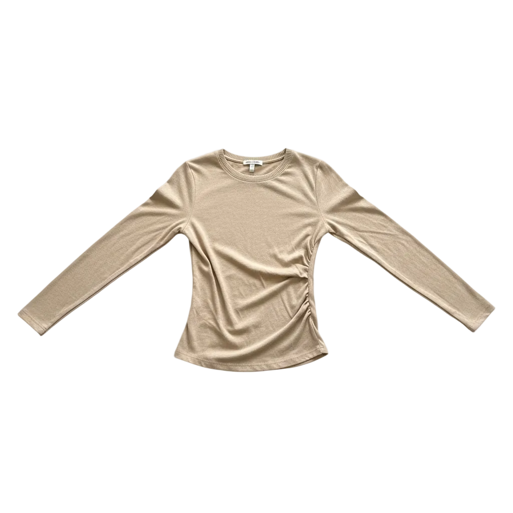 Cashmere Jersey Draped L/S Crew