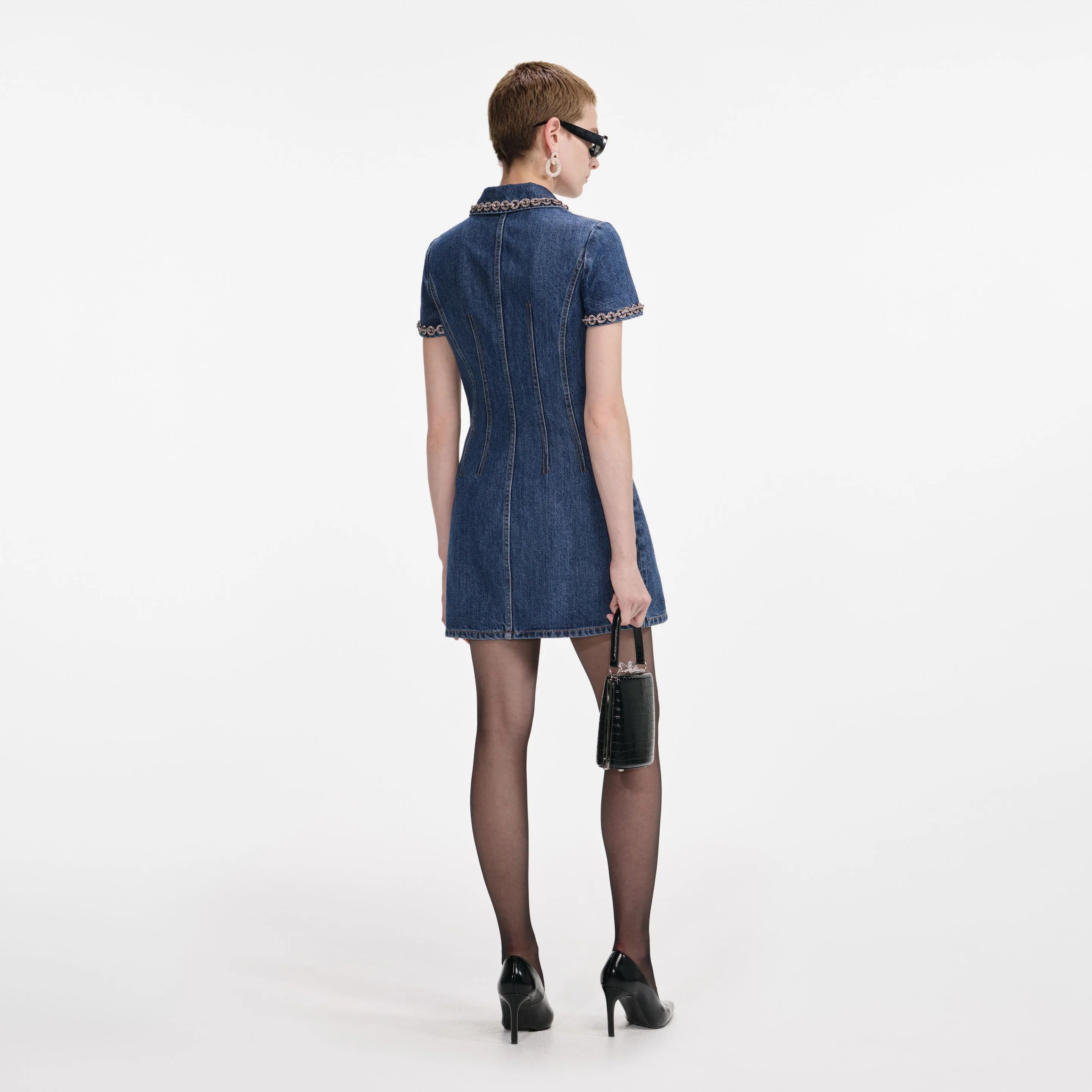 Denim Crystal Mini Dress