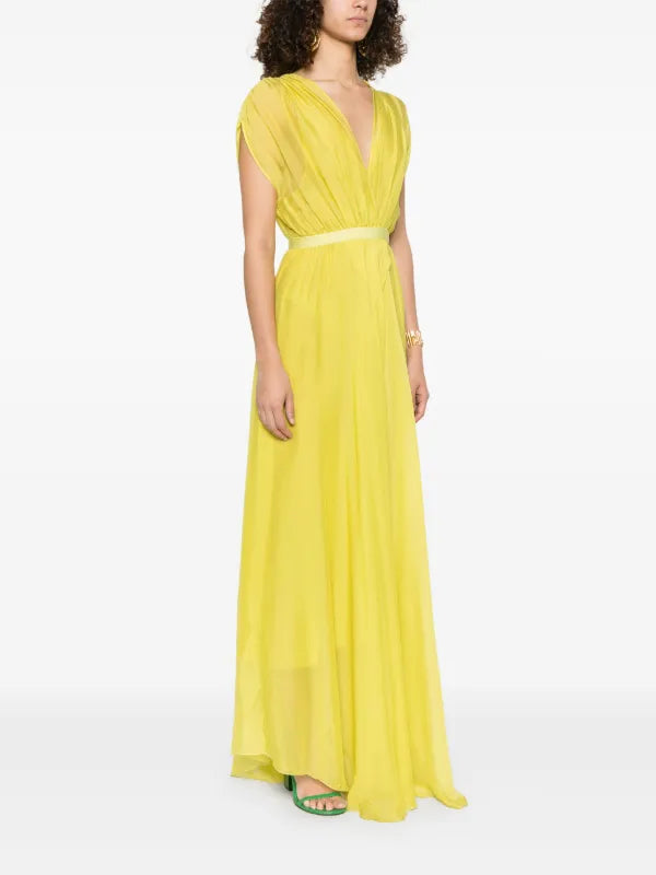 Chiffon Silk Crossed Neckline Dress