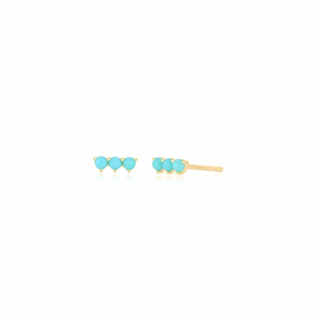 14k Turquoise Prong Set Bar Stud Earrings