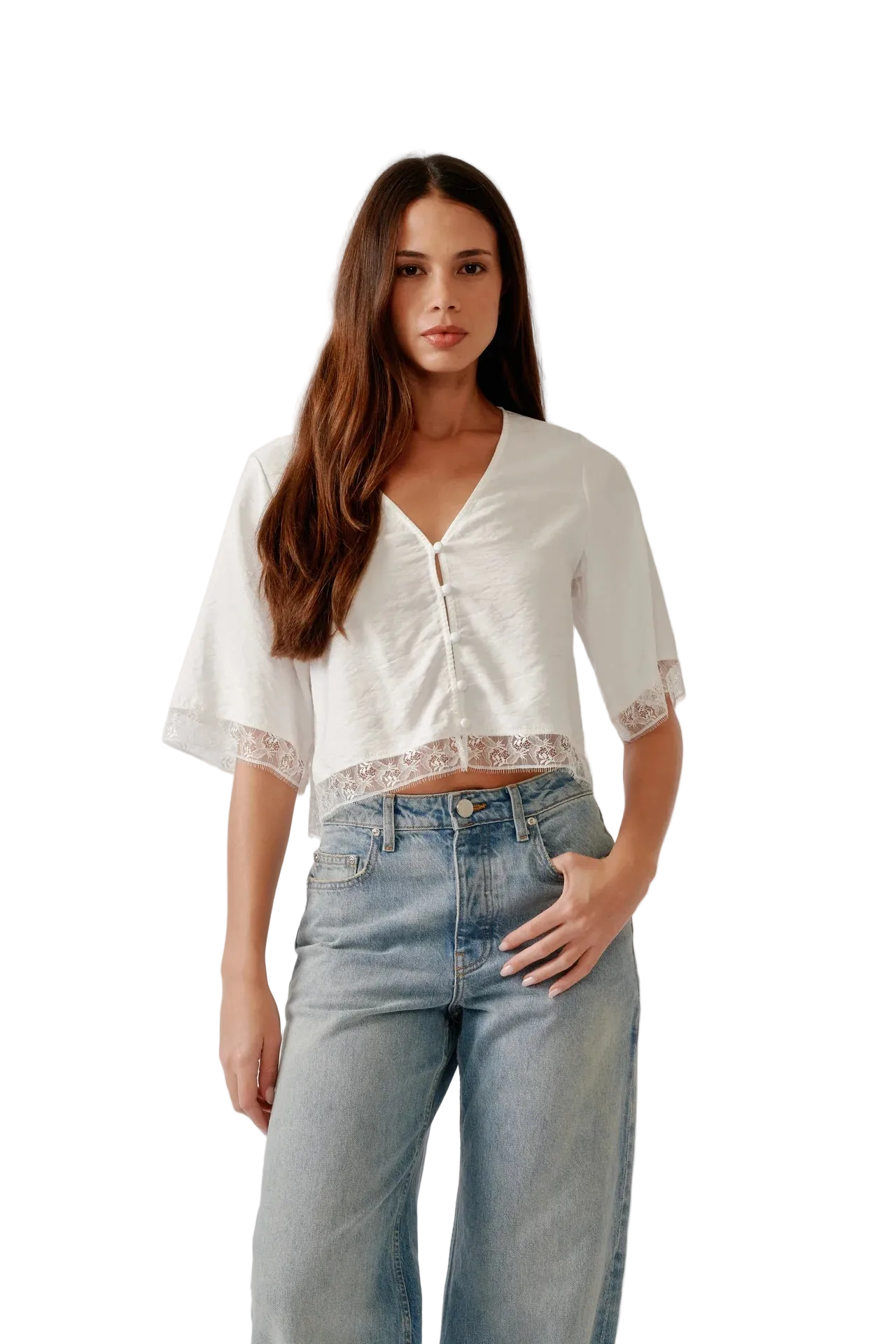 Simone Button Down W/ Lace