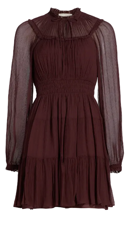 Ava Silk Long Sleeve Mini Dress