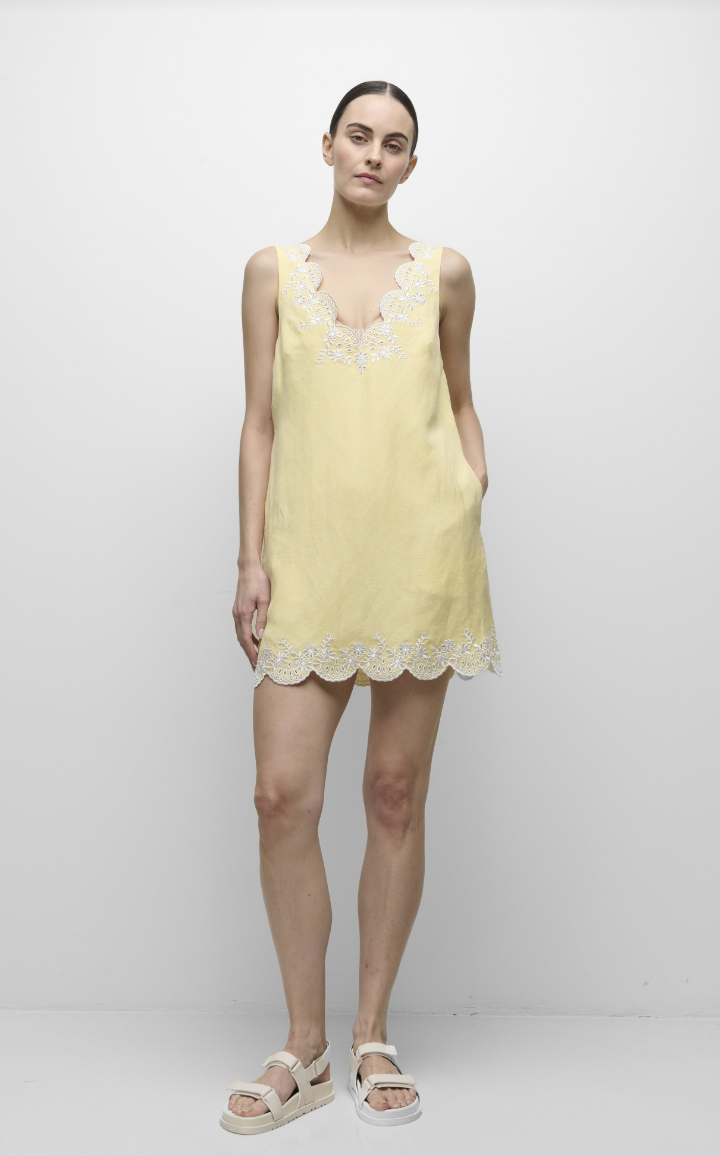 Edena Embroidered Linen Mini Dress