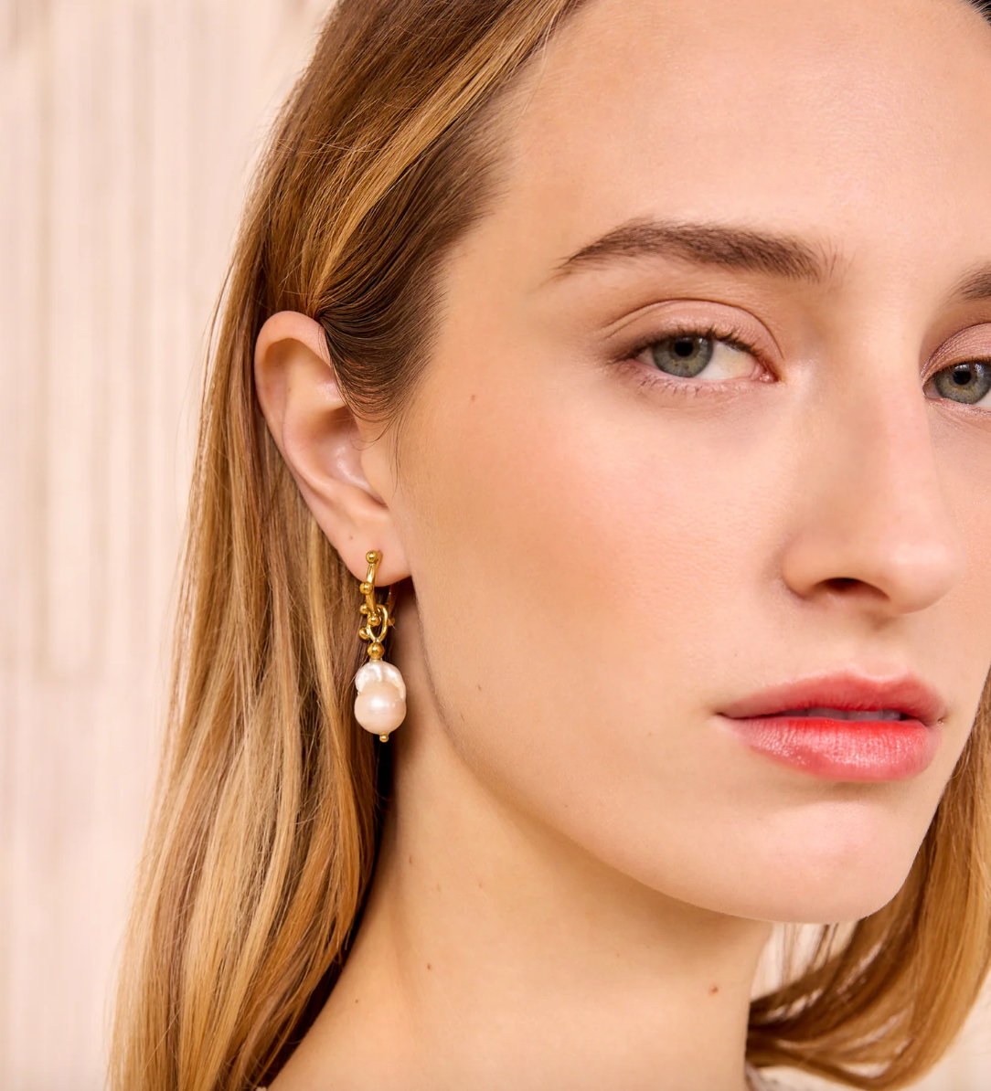 Lilith White Pearl Hoop Earring
