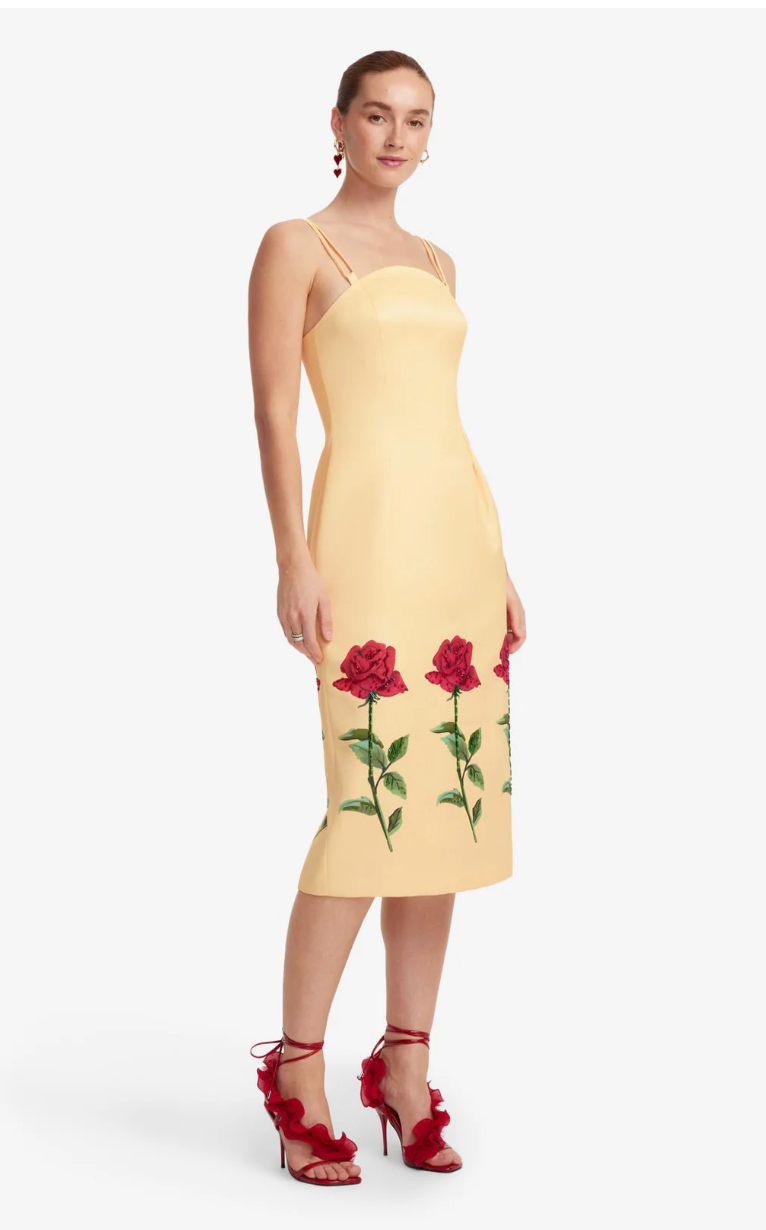 Polina Embellished Rose Midi Dress