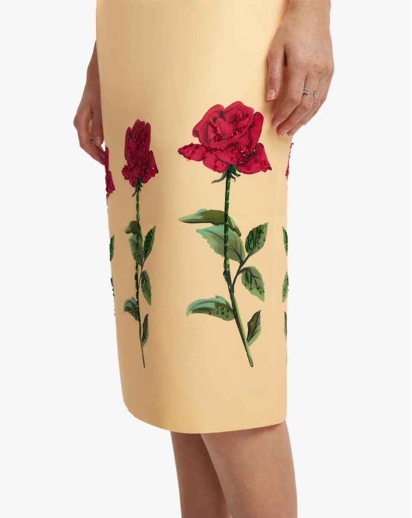 Polina Embellished Rose Midi Dress
