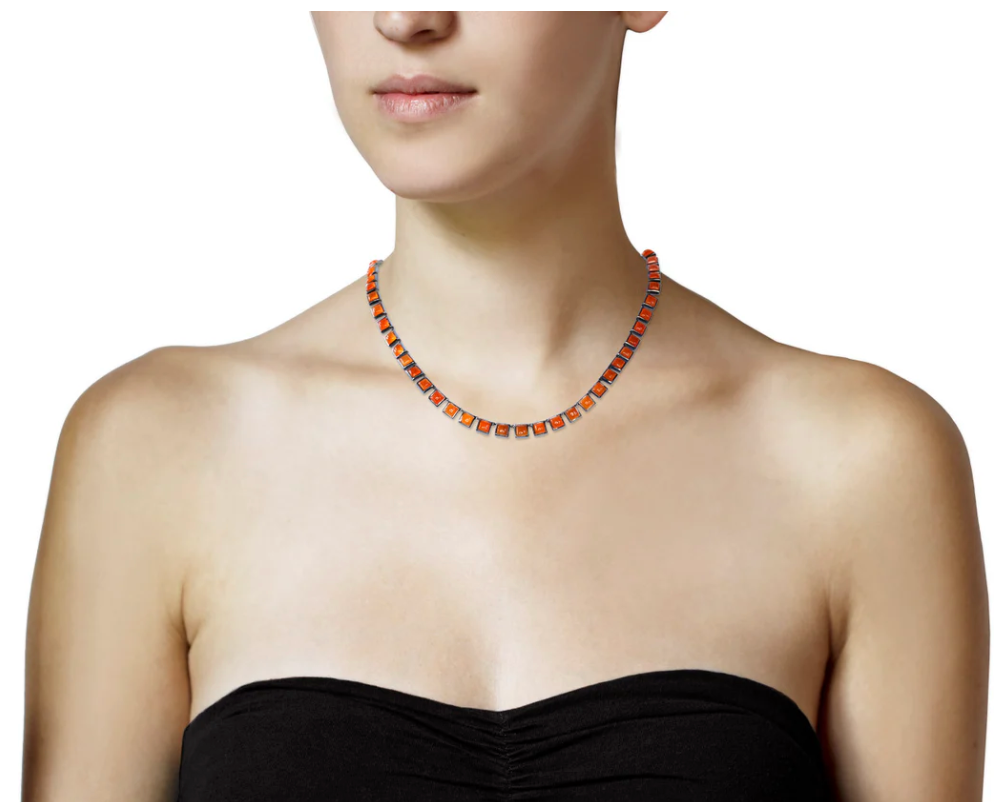 Carnelian Riviere Tile Necklace