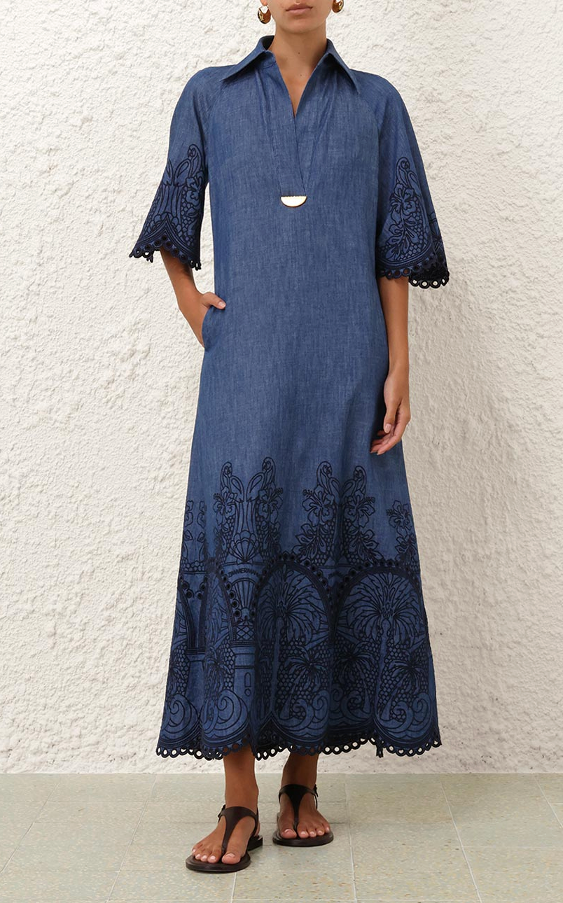 Coco Embroidered Denim Dress