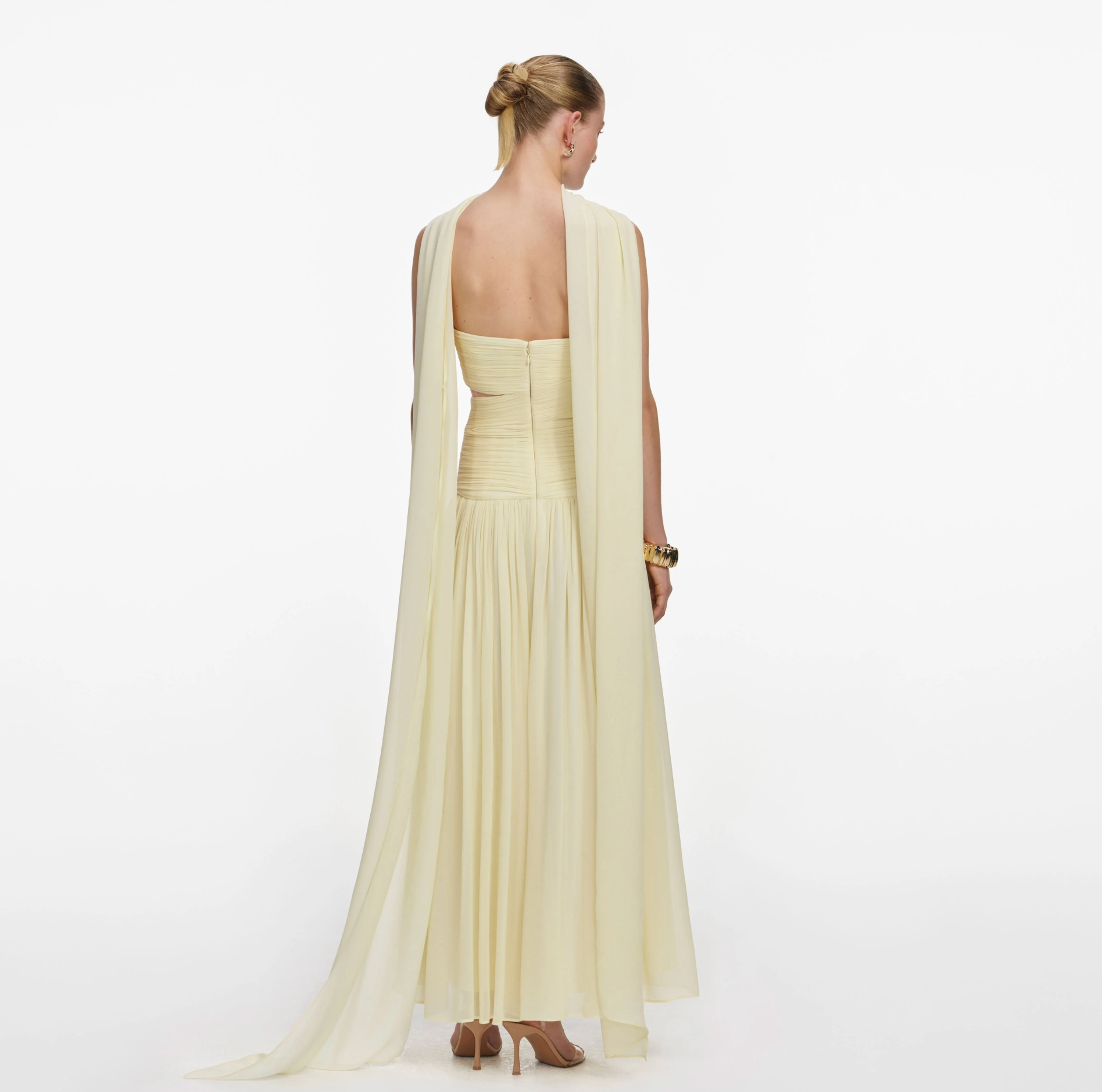 Yellow Georgette Scarf Midi Dress