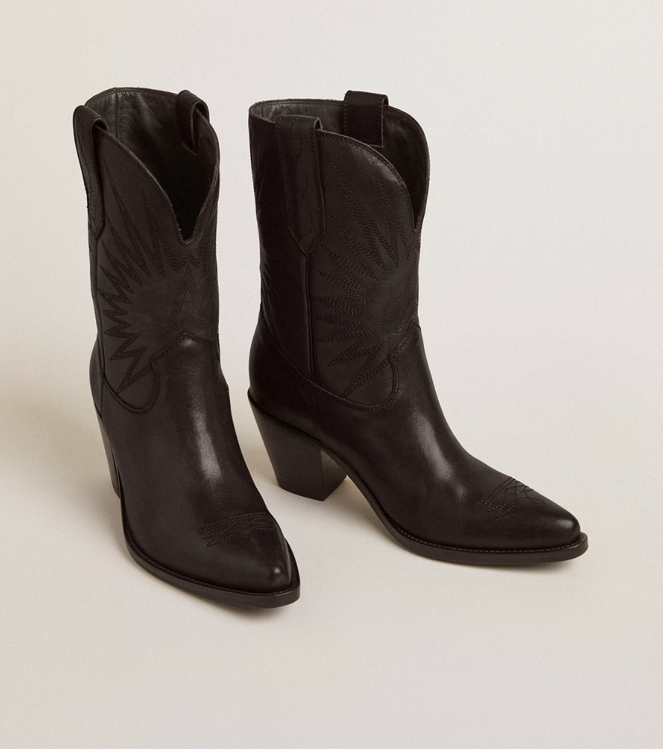 Low Wish Star Black Leather Boots