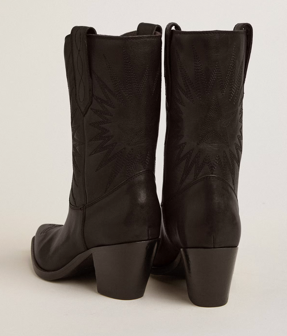 Low Wish Star Black Leather Boots