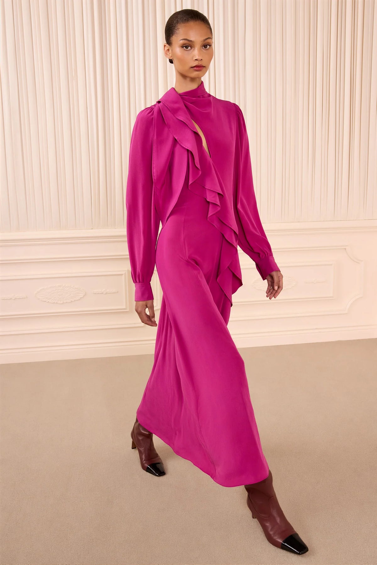 Sabrina Long Sleeve Silk Dress