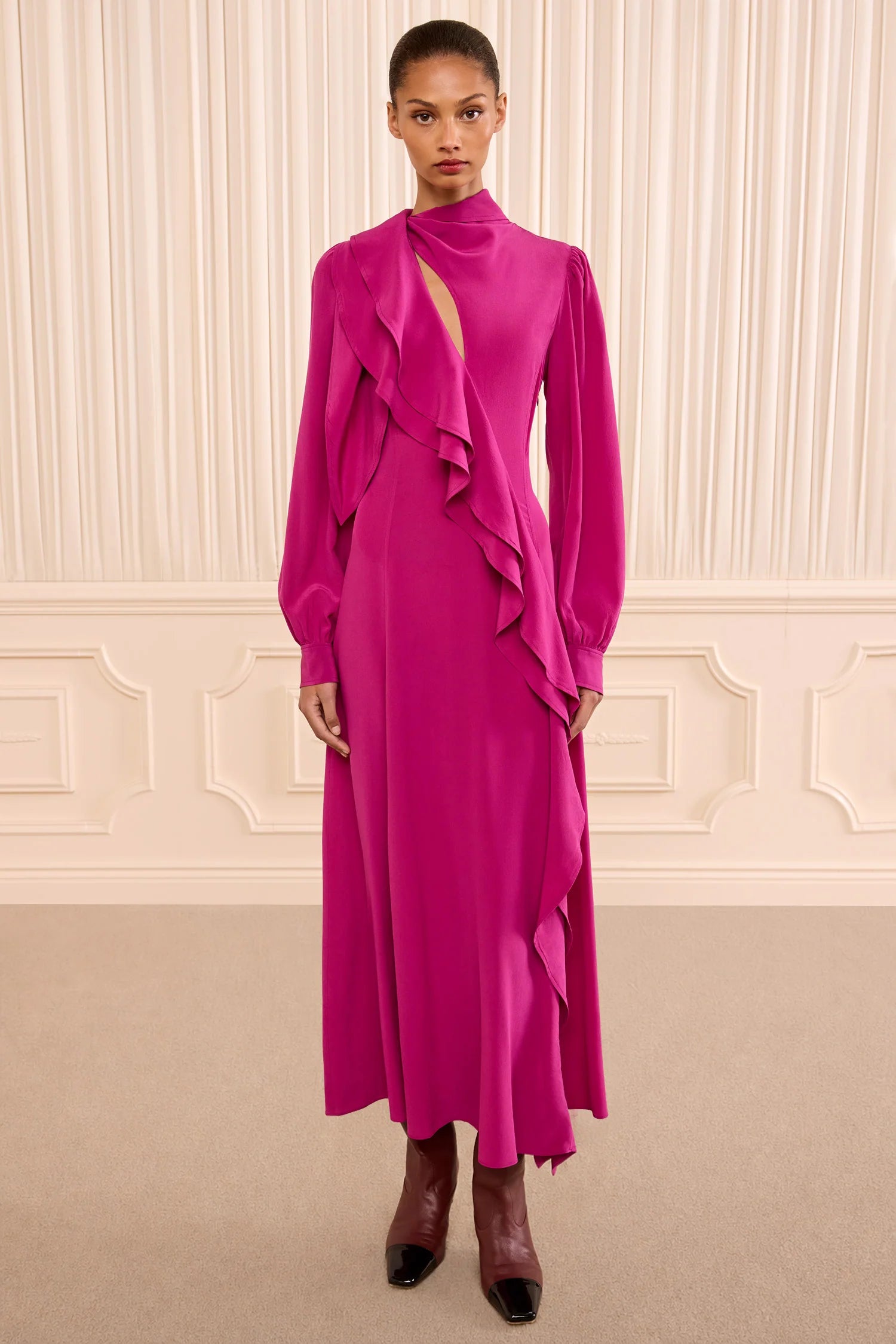 Sabrina Long Sleeve Silk Dress